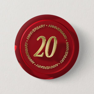 20th anniversary red wax seal 6 cm round badge
