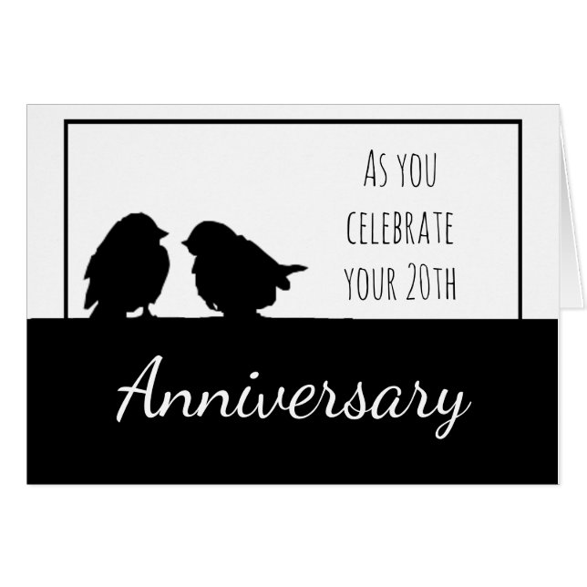 20th Anniversary Romantic Cute Birds Couple (Front Horizontal)