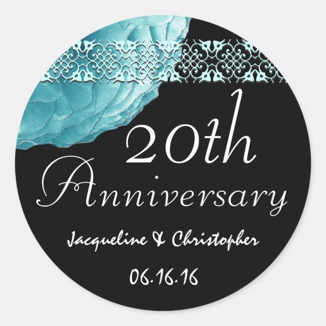 20th Anniversary TURQUOISE Rose Sticker (Front)