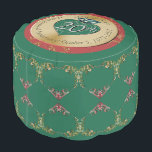 20th /Any Wedding Anniversary Emerald Pouf<br><div class="desc">Alas, a gorgeous pouf for HER to honour their 20th wedding anniversary with a heart emblem and medallion text, how special is that?! Grey and platinum-like course rose graphics with my Faberge inspired rose heart pattern. If you wish for any customisation or illustration made just for you, just message me...</div>