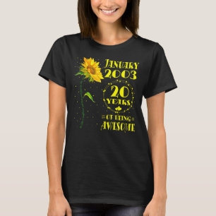 20th Birthday 20 Year Old Sunflower  Born January  T-Shirt