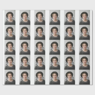 20th birthday add name photo date man blue white s wrapping paper