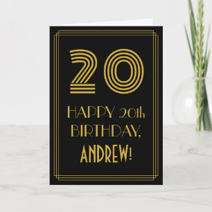 20th Birthday: Art Deco Inspired Look "20" & Name Card