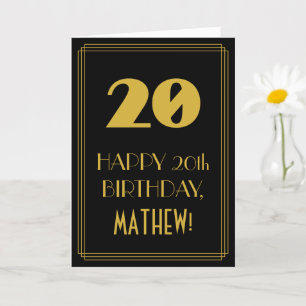 20th Birthday – Art Deco Inspired Look "20" & Name Card