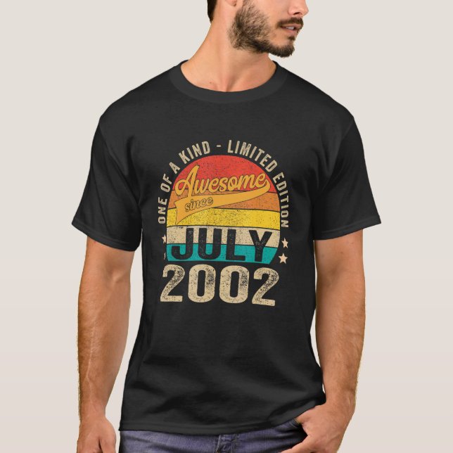 20th Birthday  Awesome Since July 2002 20 Years Ol T-Shirt (Front)