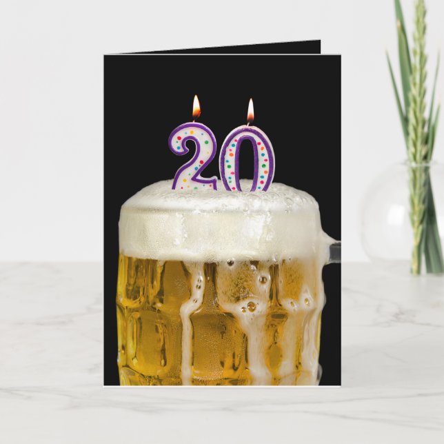 20th Birthday Beer on black Card (Front)