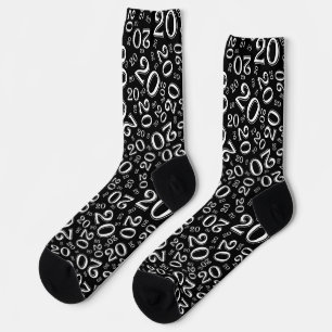 20th Birthday Black/White Random Number Pattern So Socks