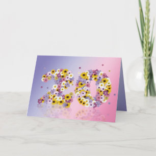20th birthday card with flowery letters