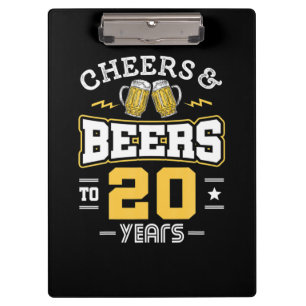 20Th Birthday Cheers And Beers Birthday Clipboard