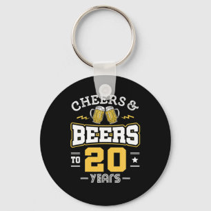 20Th Birthday Cheers And Beers Birthday Key Ring