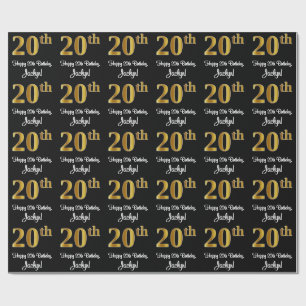 20th Birthday: Elegant Luxurious Faux Gold Look # Wrapping Paper