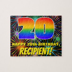 20th Birthday: Fun, Colourful Celebratory Firework Jigsaw Puzzle