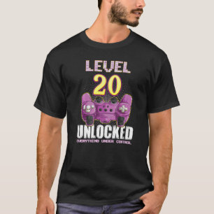 20th Birthday Gamer Boys Girls 20 Year Old Level 2 T-Shirt