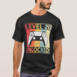 20Th Birthday Gamer Level 20 Unlocked Funny Gamer T-Shirt