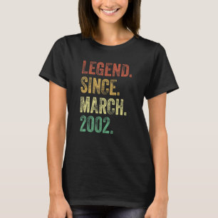 20th Birthday Gift 20 Year Old Legend Since March T-Shirt