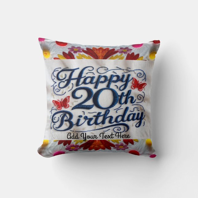 20th Birthday Gifts Throw Pillow! Keepsake Cushion (Front)