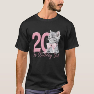 20th Birthday Girl Cat Party Kitten Coquette Pink T-Shirt