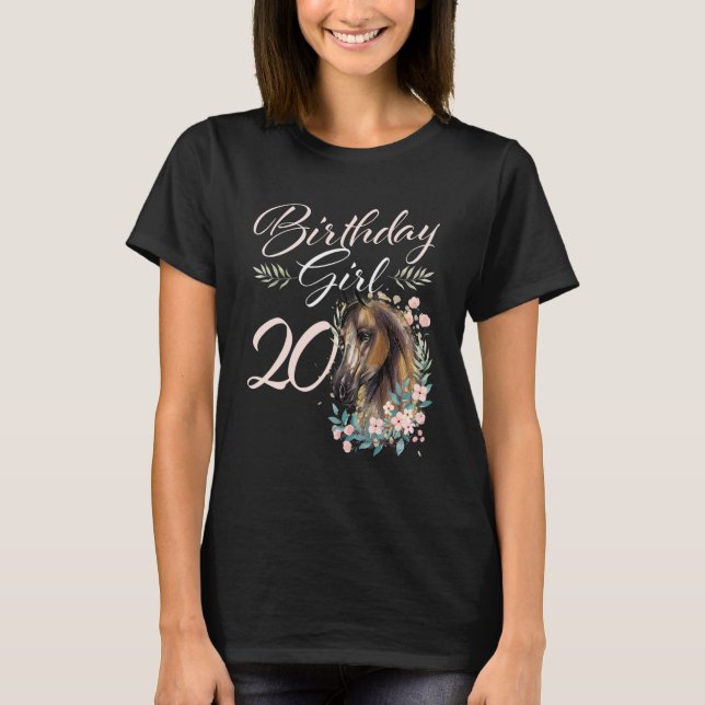 20th Birthday Girl Horse  20 Years Old Bday T-Shirt (Front)