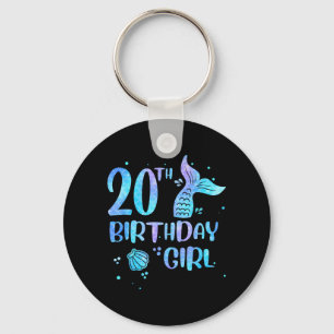 20th Birthday Girl Mermaid 20th Toddlers Back to Key Ring
