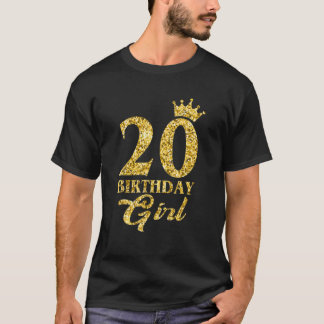 20Th Birthday Girl Princess Golden Crown 20 Year O T-Shirt