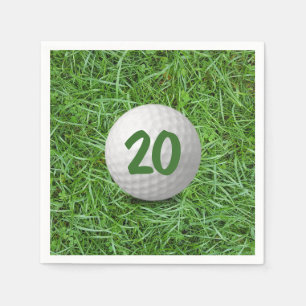 20th Birthday Golf Ball on Grass  Napkins