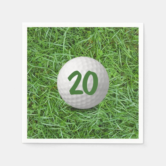 20th Birthday Golf Ball on Grass  Napkins (Front)