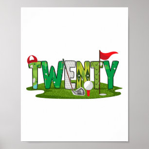 20th Birthday Golf Theme 20 Year Old Kids Sport Pa Poster