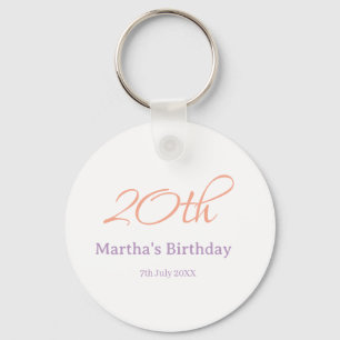 20th birthday green purple name simple trendy mode key ring