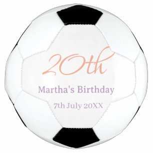 20th birthday green purple name simple trendy mode soccer ball