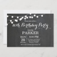 20th Birthday Invitation Chalkboard