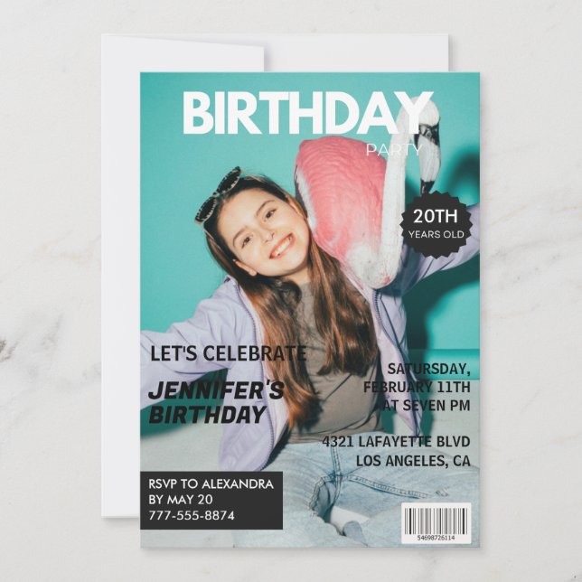20th birthday invitations for her Magazine Cover (Front)