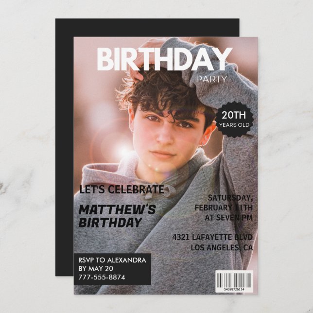 20th birthday invitations for him Magazine Cover (Front/Back)