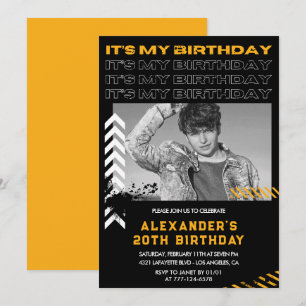 20th birthday invitations Men Photo Spray paint