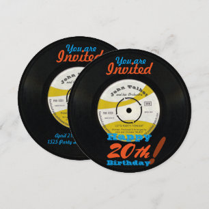 20th Birthday Invite Retro Vinyl Record 45 RPM