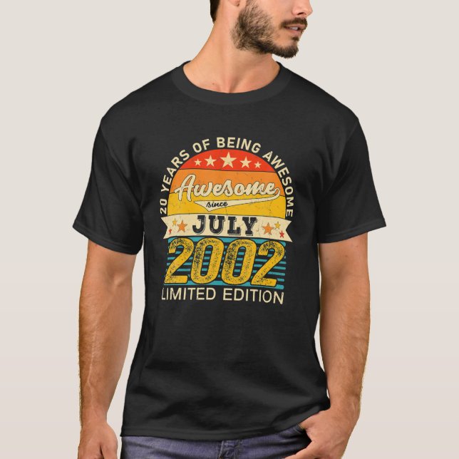20th Birthday July 2022 20 Years Born 2002 Limited T-Shirt (Front)