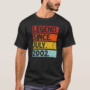 20th Birthday Legend Since July 2002 20 Years Old T-Shirt