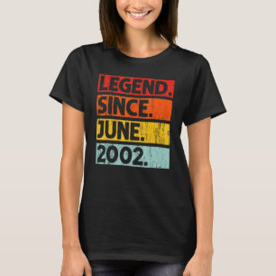 20th Birthday  Legend Since June 2002 20 Years Old T-Shirt