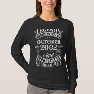 20th Birthday Legends Born In October 2002 20 Yrs T-Shirt