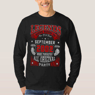 20th Birthday  Legends Born In September 2002 20 Y T-Shirt