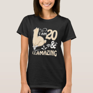 20th Birthday Llama Im 20 and Llamazing T-Shirt