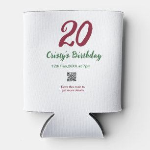 20TH birthday MARON qr code bold retro green Can Cooler