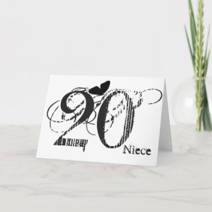 20th birthday, niece, butterfly, black & white. card