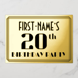 20th Birthday Party: Art Deco Look “20” and Name