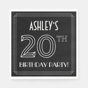 20th Birthday Party: Art Deco Style + Custom Name Napkin