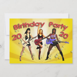 20th Birthday Party invitation with a girl band