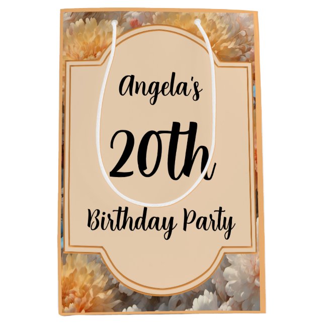 20th Birthday Party Medium Gift Bag (Front)