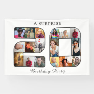 20th Birthday Party Photo Collage Banner