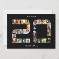 20th Birthday Party Photo Collage Black White