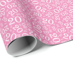 20th Birthday Pink & White Number Pattern 20 Wrapping Paper
