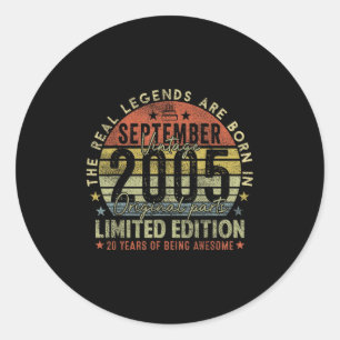 20th Birthday Real Legends September 2005 20 Years Classic Round Sticker